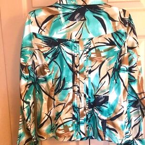 AQUA ,BROWN BLAZER BY COLDWATER CREEK SIZE 8